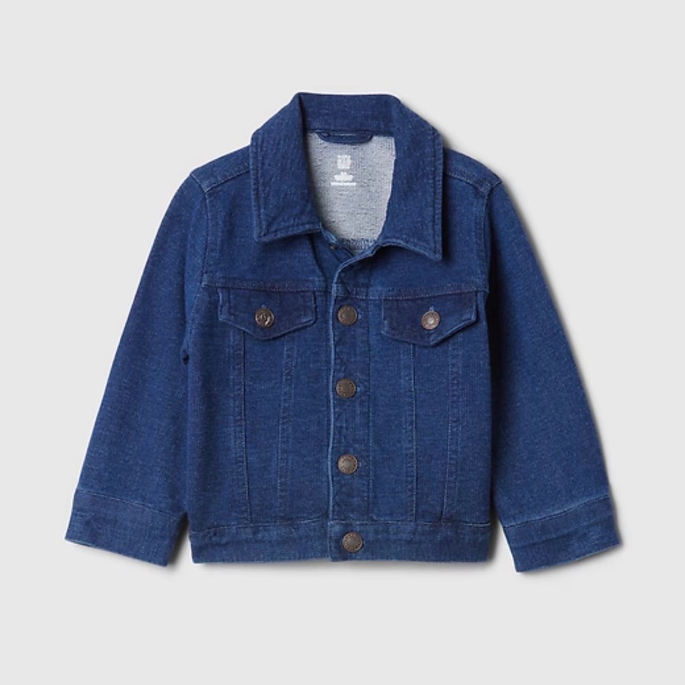 Baby Gap Denim Jacket Baby Girl Boy French Terry Snap Button NWT 6-12m